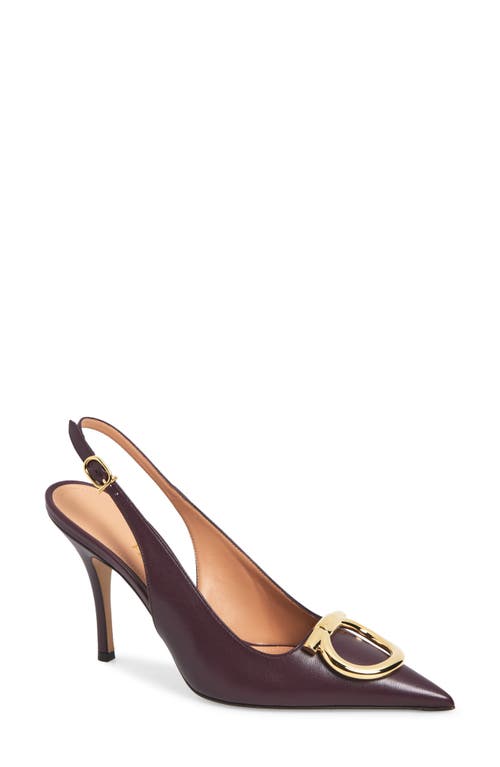 Ferragamo Sara Pointed Toe Slingback Pump In Burgundy