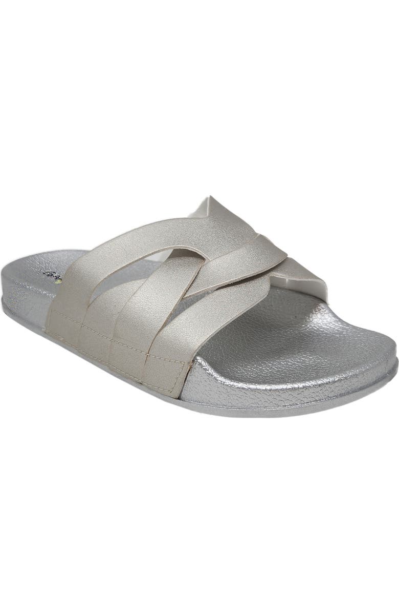 GAAHUU Crisscross Strap Slide Sandal, Main, color, Silver