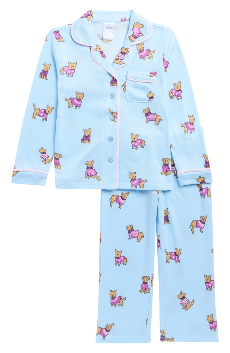Nordstrom Kids' Print Pajamas, Main, color, Blue Puppies In Sweaters