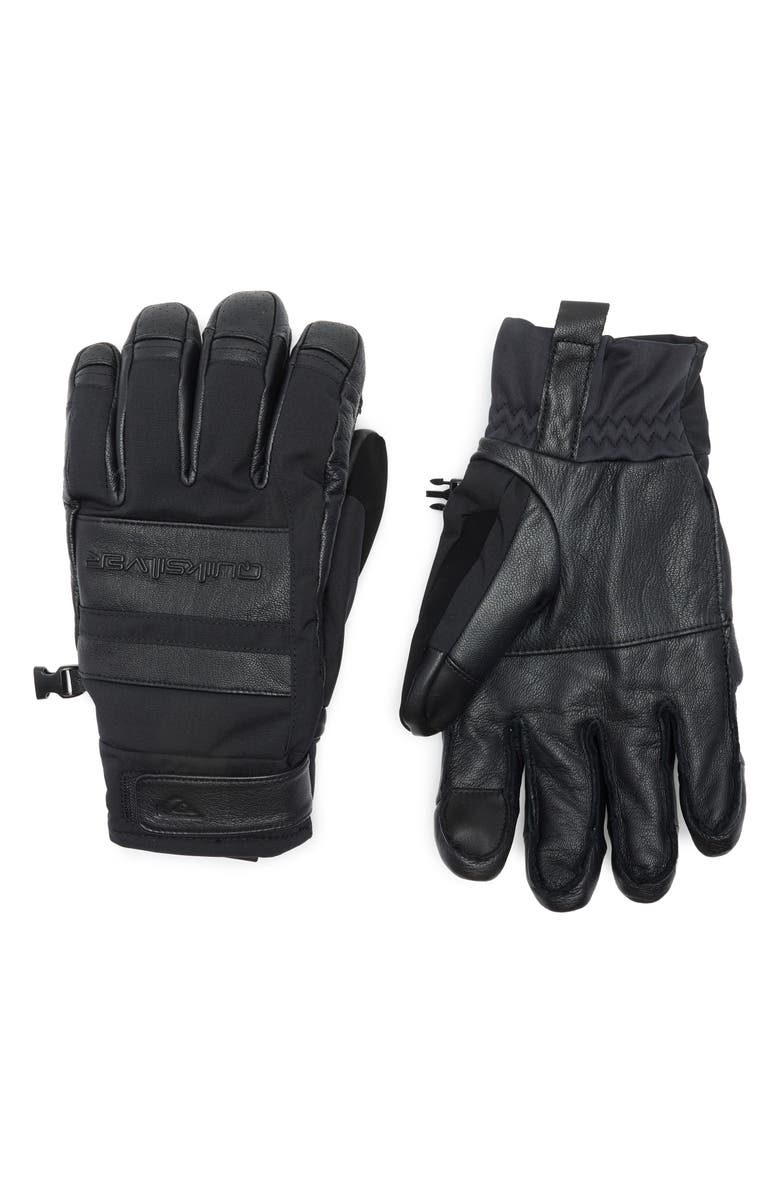 Quiksilver Squad Faux Leather Panel Gloves, Main, color, Black