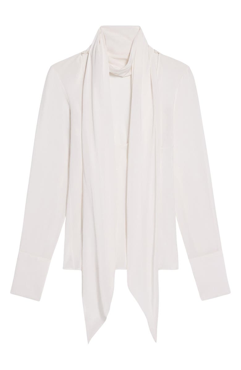 Helmut Lang Silk Long Sleeve Top with Scarf, Alternate, color, White