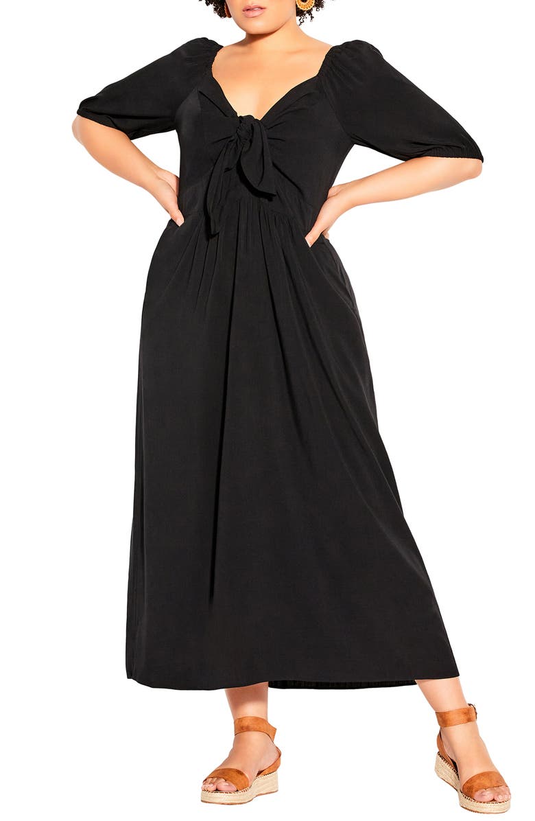 City Chic Villa Tie Detail Maxi Dress, Main, color, 