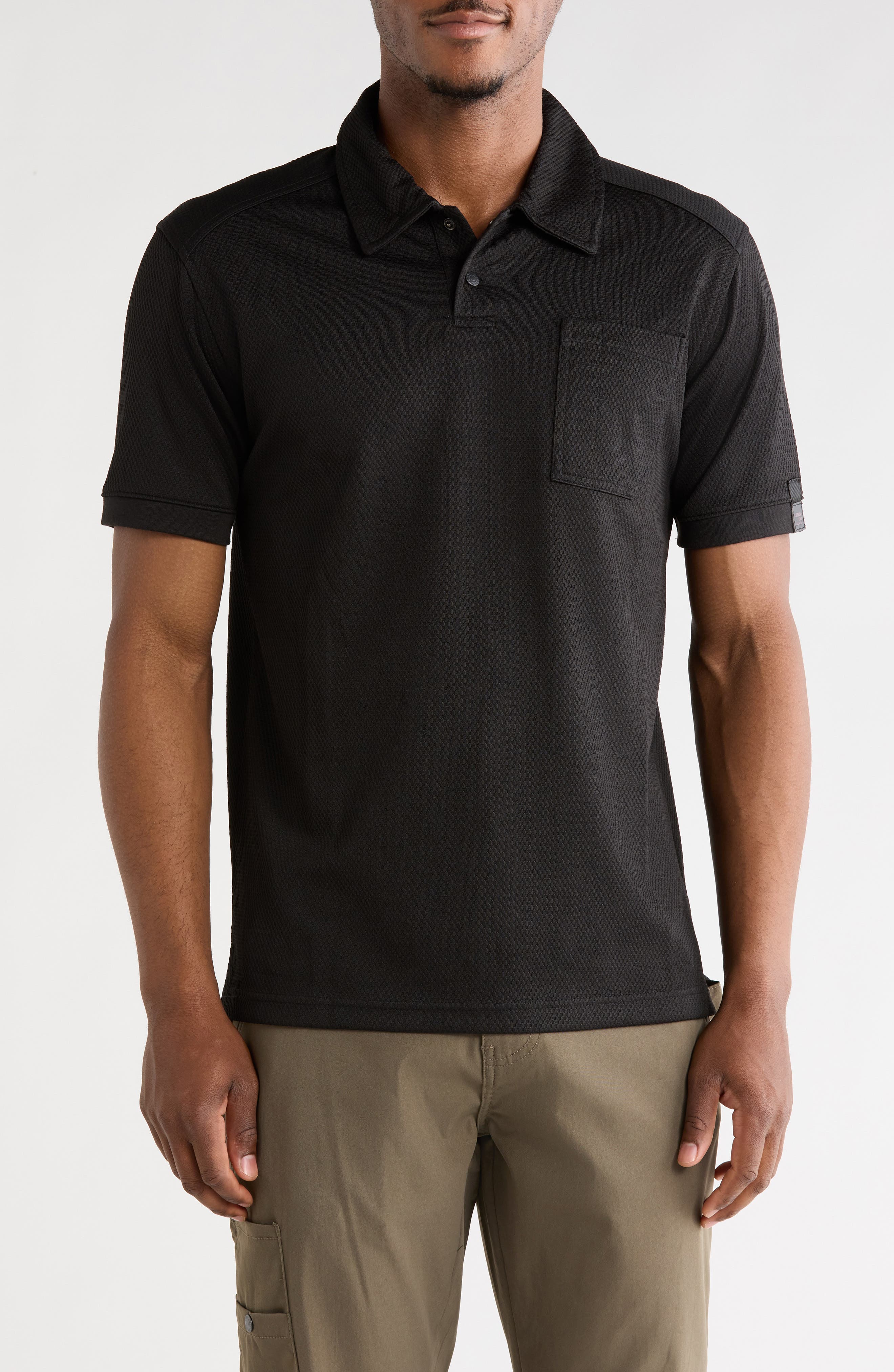 CARBON + CRAFT Grid Jacquard Polo