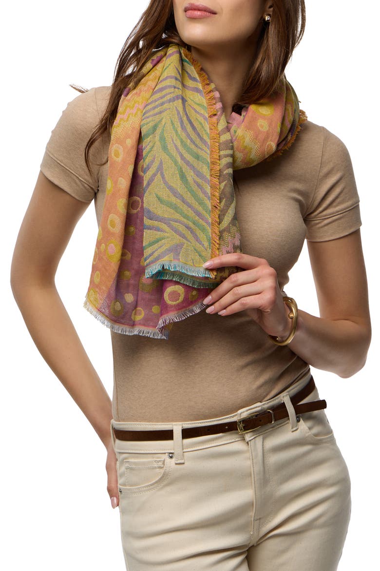 Mixed Animal Pattern Scarf, Main, color, MULTI PINK