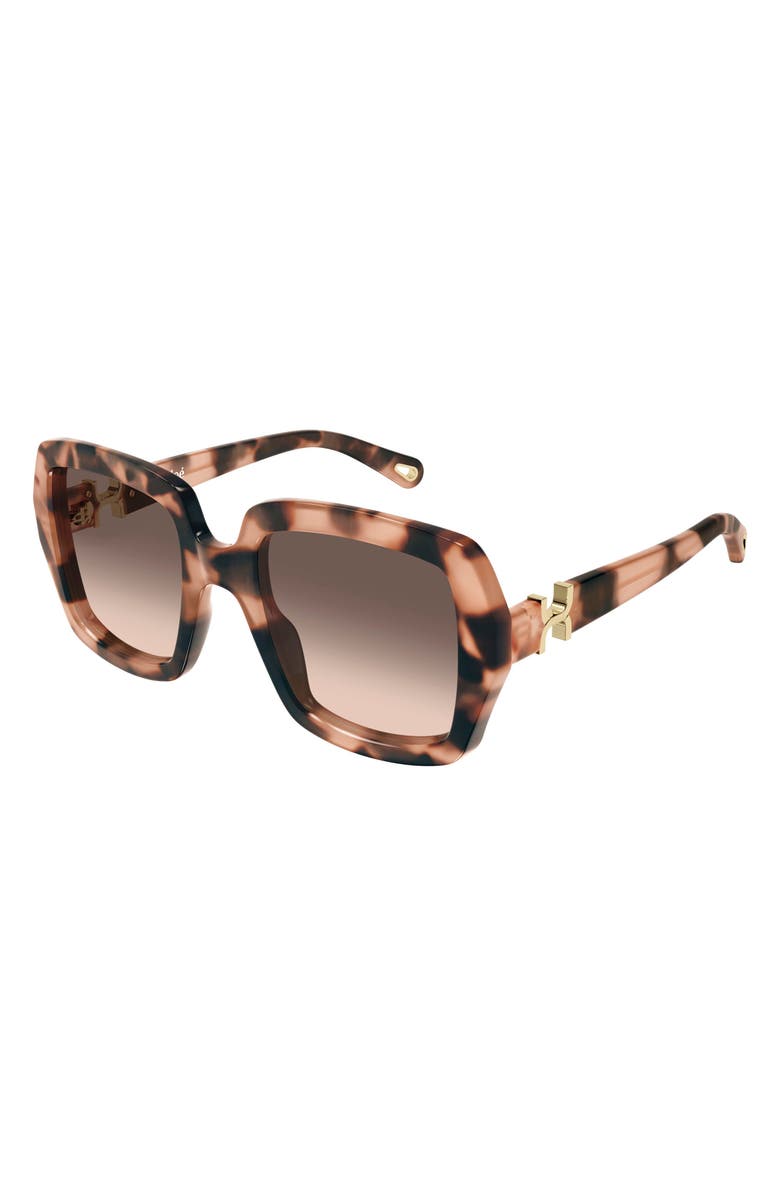 Chloé 52mm Gradient Square Sunglasses, Alternate, color, Havana