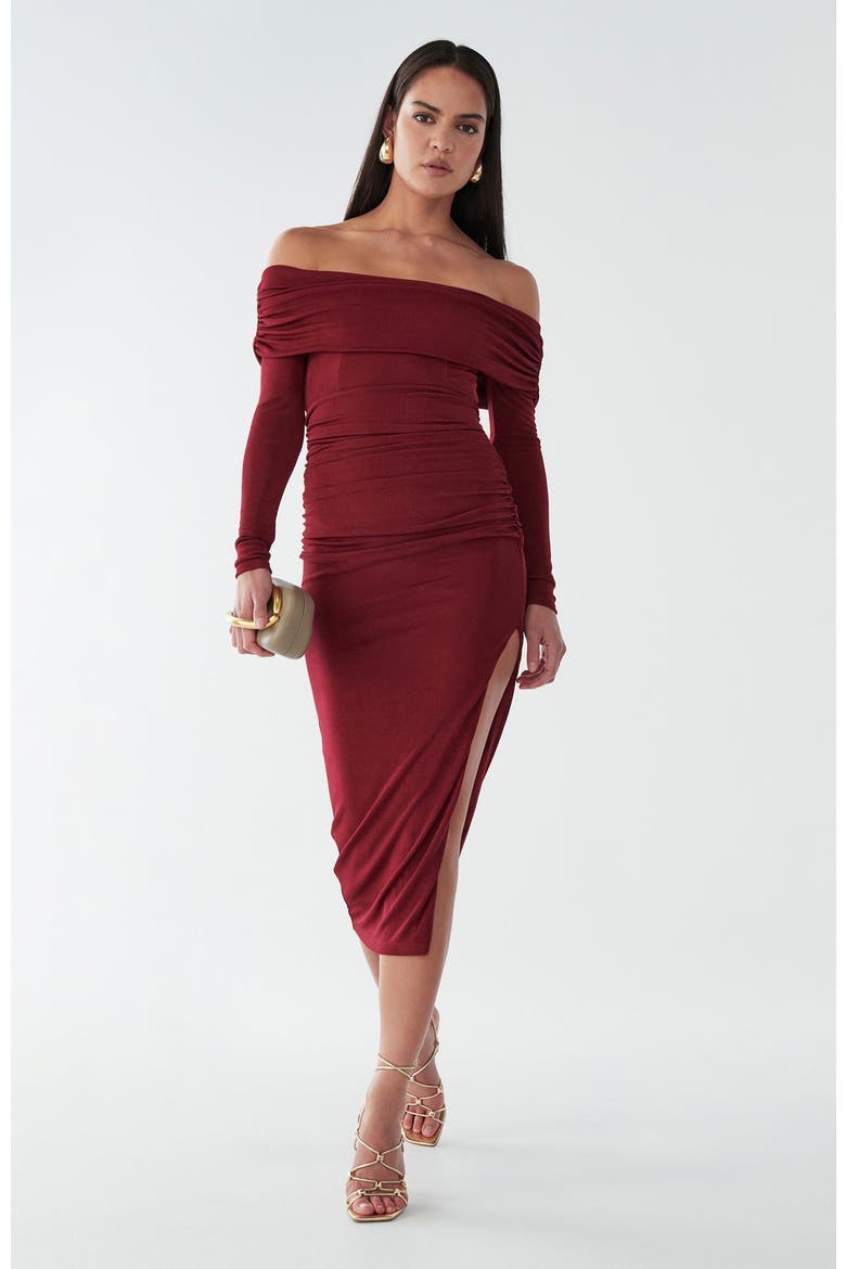 Piedra Midi Dress, Alternate, color, Burgundy