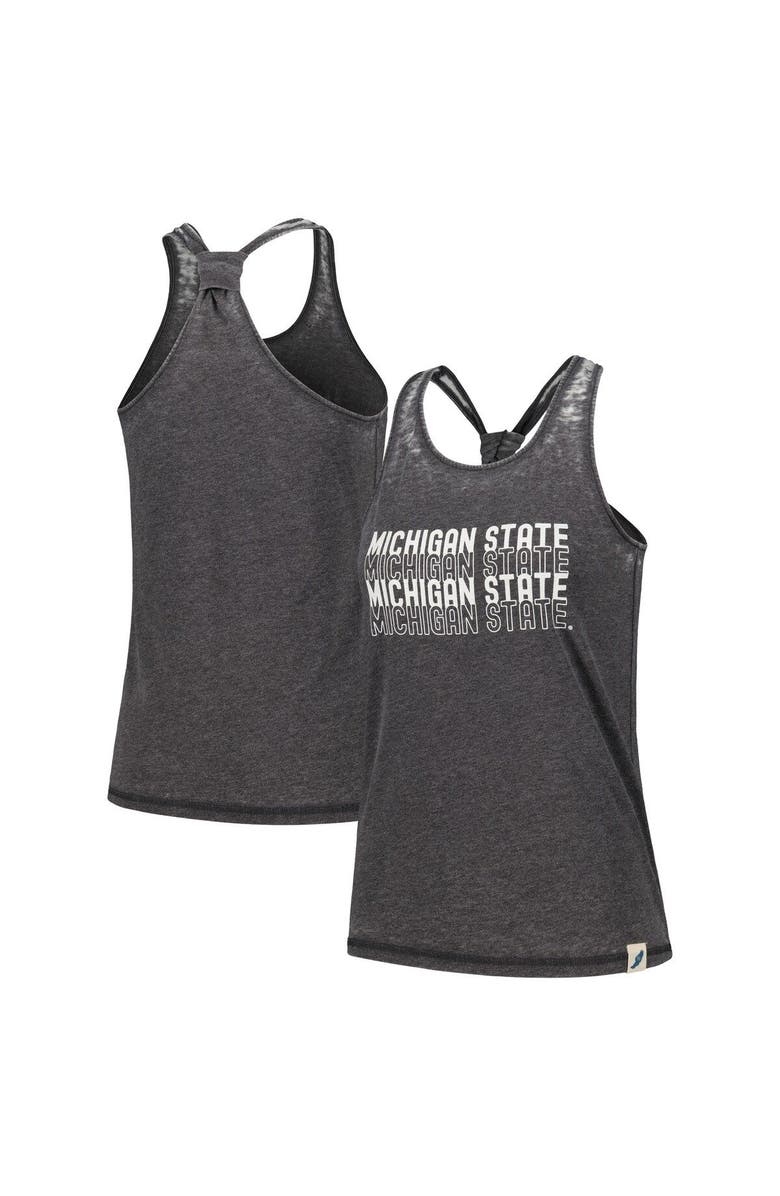 LEAGUE COLLEGIATE WEAR Women's League Collegiate Wear Black Michigan State Spartans Stacked Name Racerback Tank Top, Main, color, 