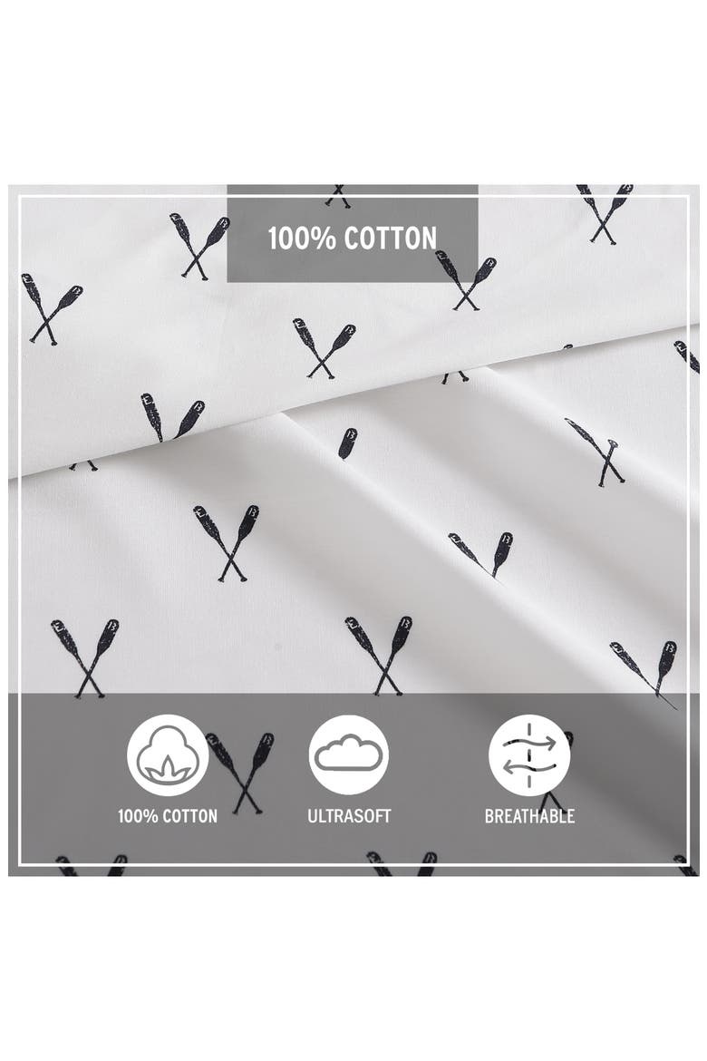 Oar Print 200 Thread Count 100% Cotton Percale Sheet Set, Alternate, color, MEDIUM BLUE