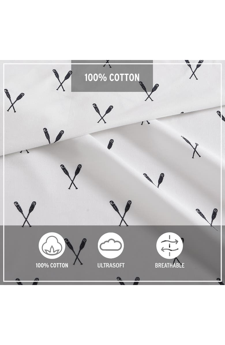 Eddie Bauer Oar Print 200 Thread Count 100% Cotton Percale Sheet Set, Alternate, color, Medium Blue