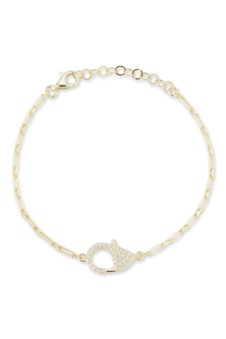 Pavé Cubic Zirconia Clasp Chain Bracelet, Main, color, GOLD