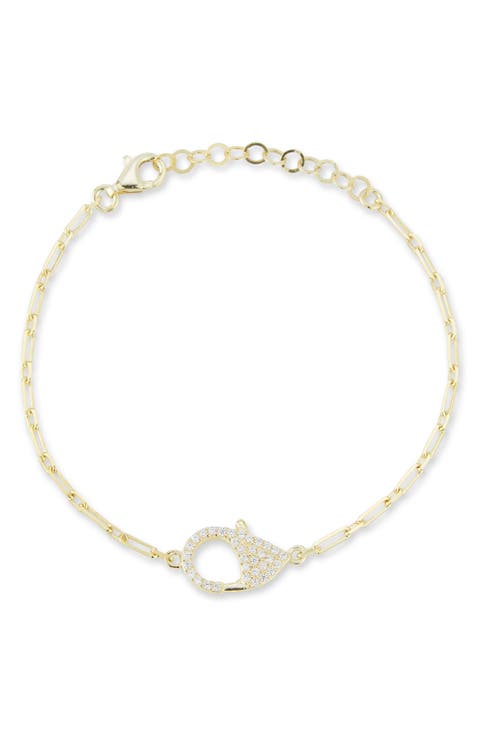 Pavé Cubic Zirconia Clasp Chain Bracelet