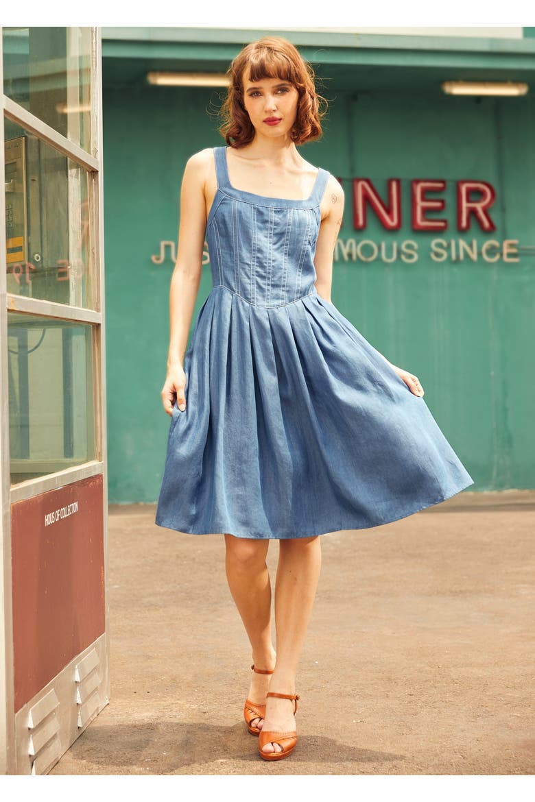 Meet Me on Main Street Chambray Dress, Alternate, color, Vintage Blue