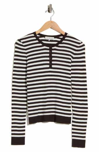 Striped Long Sleeve Henley Sweater