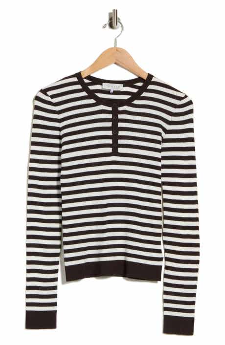 Striped Long Sleeve Henley Sweater