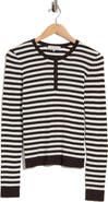 WAYF Striped Long Sleeve Henley Sweater