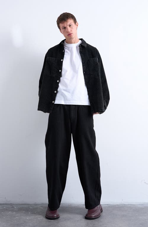 Topman Washed Corduroy Overshirt In Black