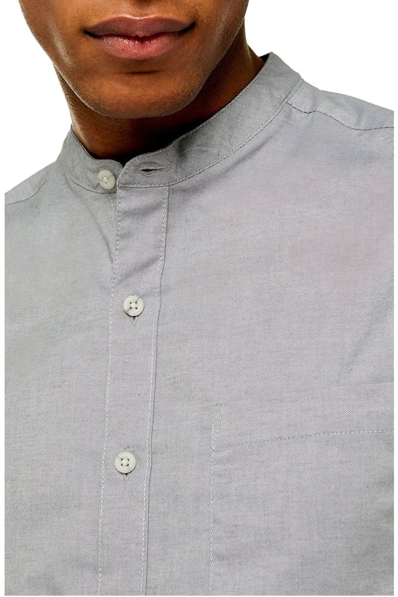 Slim Fit Band Collar Oxford Button-Up Shirt, Alternate, color, GREY