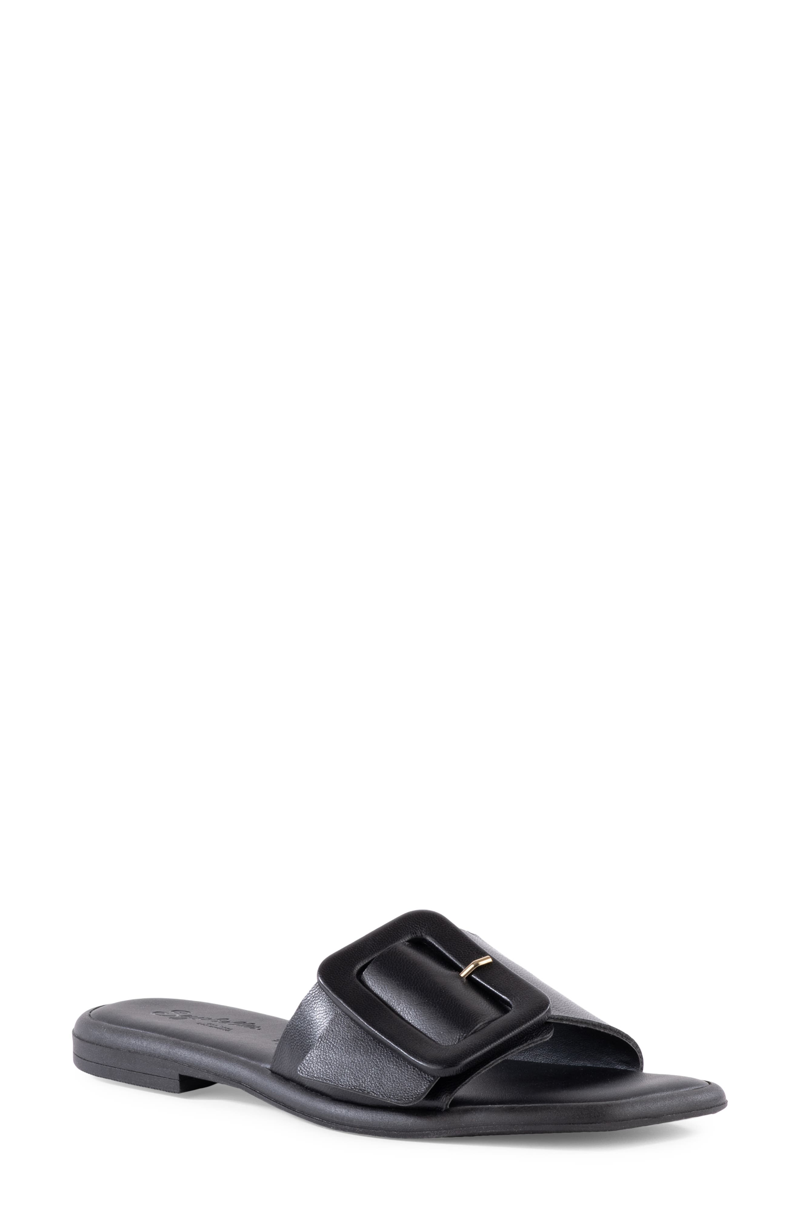 Seychelles Manhattan Slide Sandal, Main, color, Black Leather