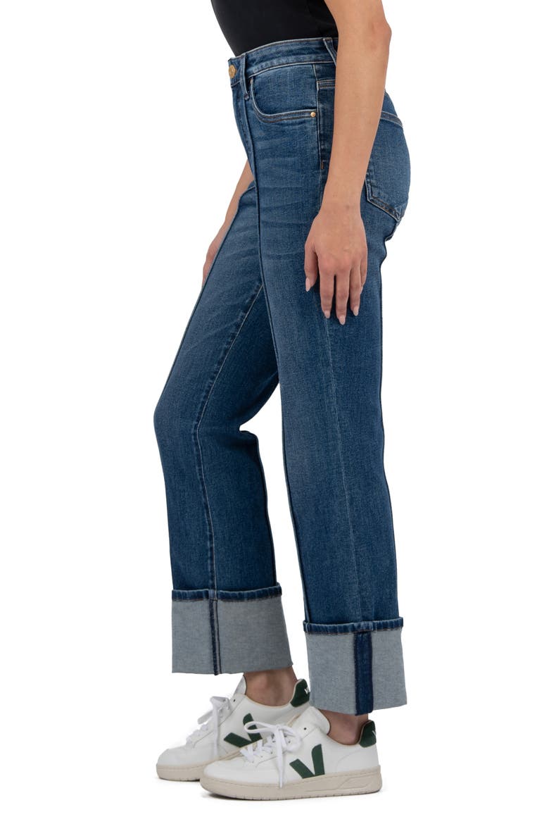 Fab Ab Seamed High Waist Cuffed Straight Leg Jeans, Alternate, color, ATTENTIVE