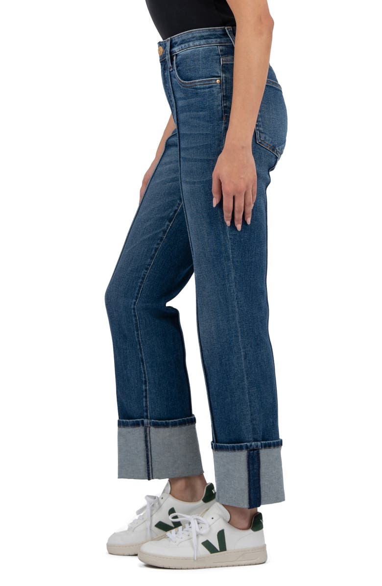 KUT from the Kloth Fab Ab Seamed High Waist Cuffed Straight Leg Jeans, Alternate, color, Attentive