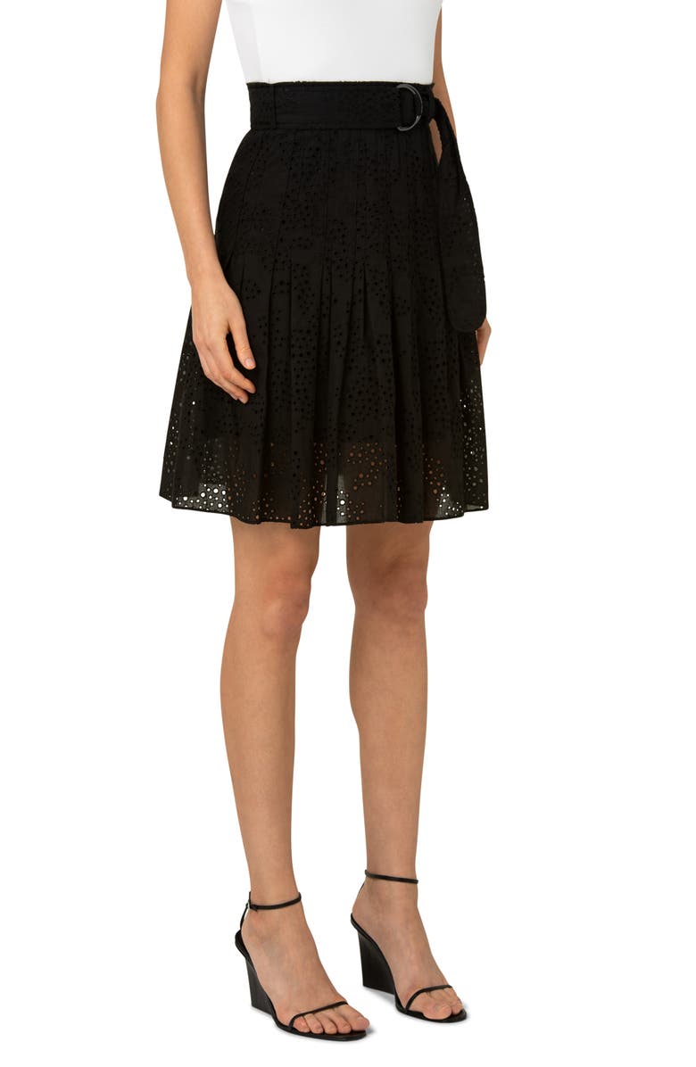 Akris punto Belted Cotton Eyelet Skirt, Alternate, color, 