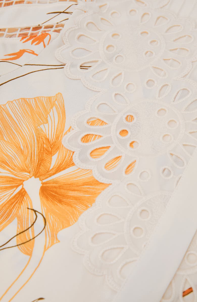 Reiss Louisa Cutwork Overlay Floral Button-Up Shirt, Alternate, color, Ivory/ Pink