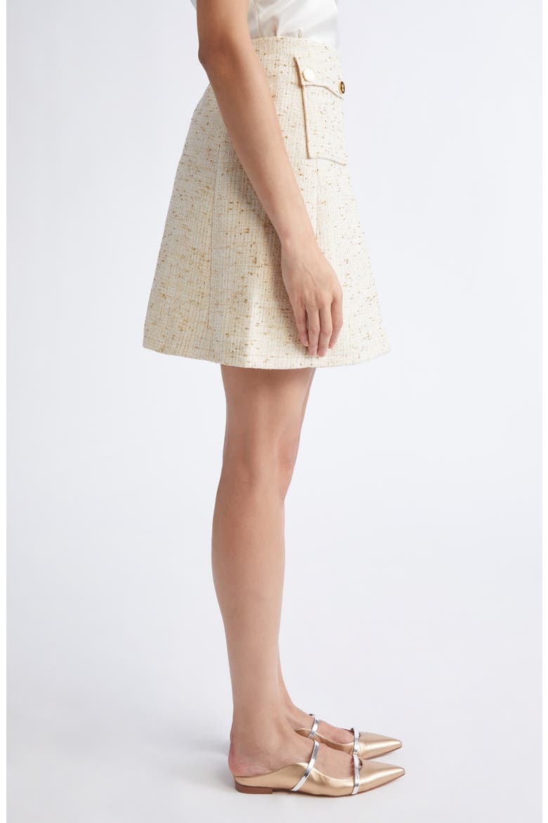 Flap Pocket Tweed Skirt, Alternate, color, IVORY/ YELLOW