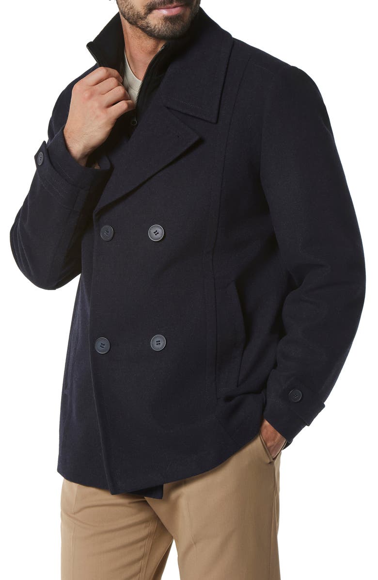 Marc New York Danton Water Resistant Peacoat, Alternate, color, Blue Heather