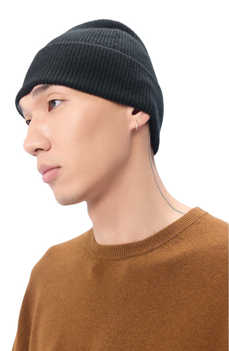 GOBI Mongolian Cashmere Cashmere Rib Knit Beanie, Alternate, color,