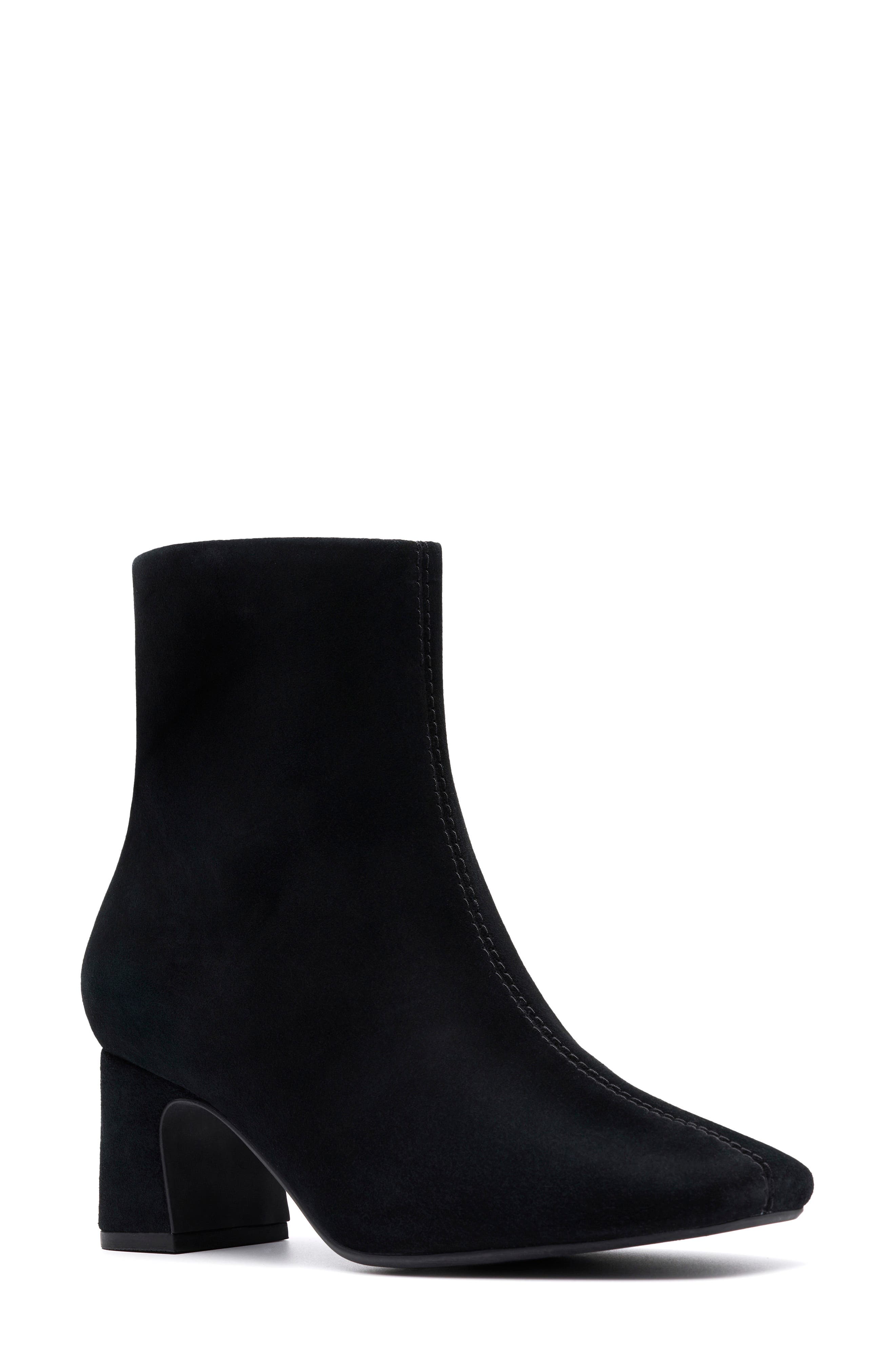 Clarks<sup>®</sup> Fernie Side Zip Block Heel Bootie, Main, color, Black Suede