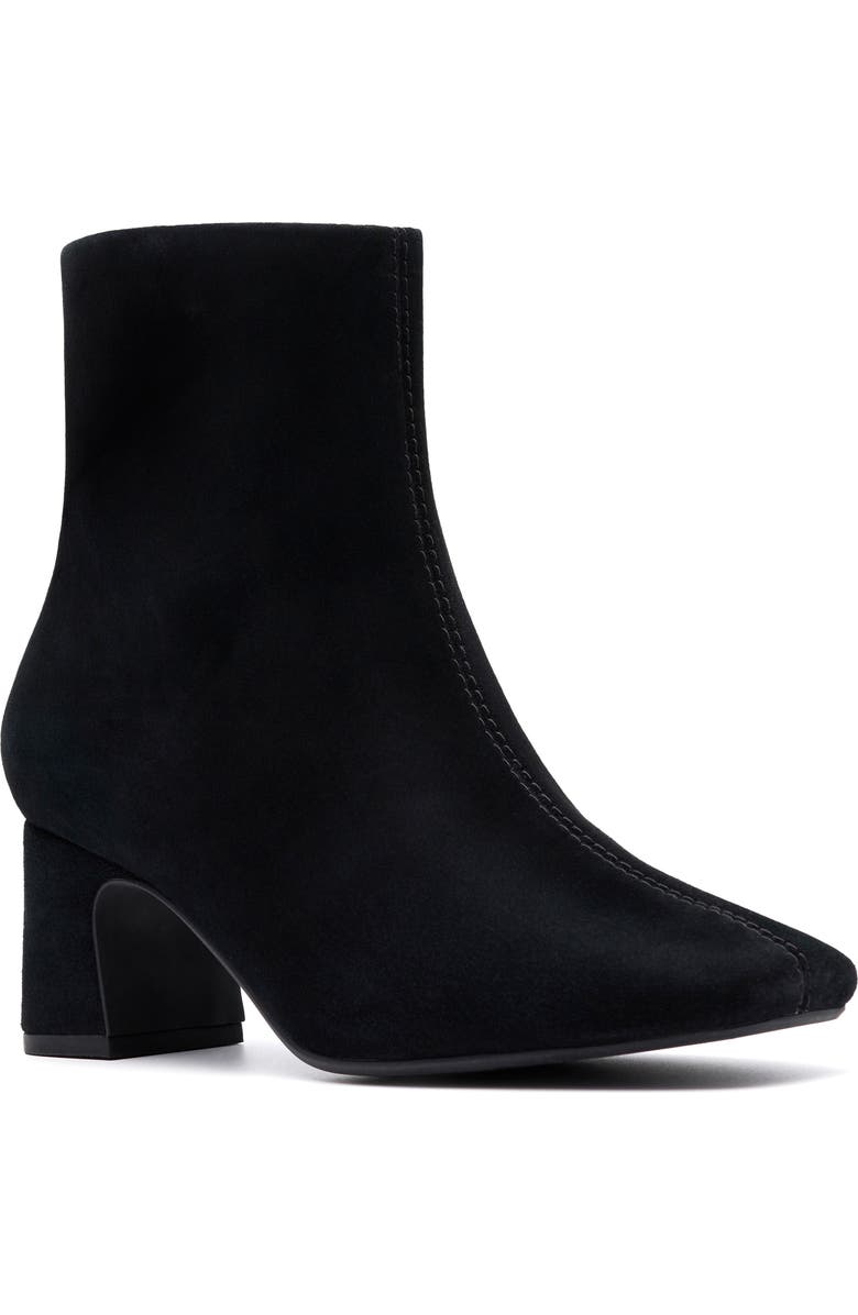 Clarks<sup>®</sup> Fernie Side Zip Block Heel Bootie, Main, color, Black Suede