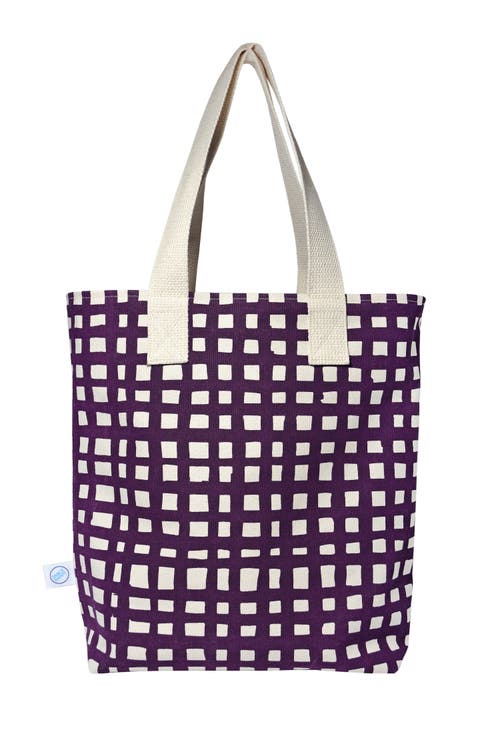 Dance Happy Grid Carry All Tote Bag In Italian Plum