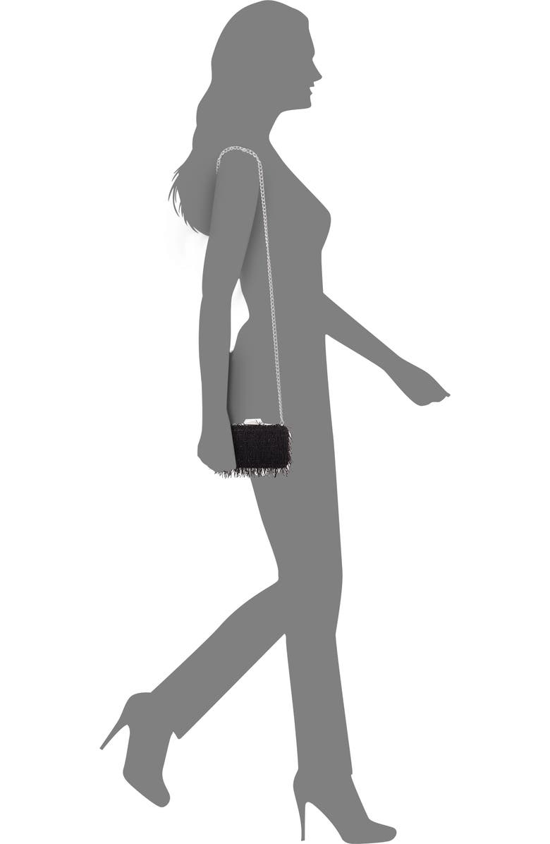 Nina Fringe Crystal Cord Minaudiere, Alternate, color, Black