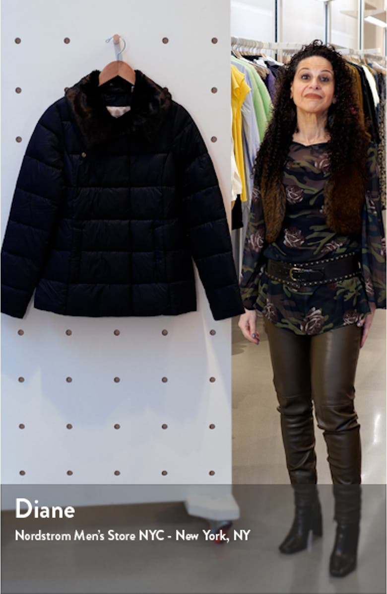 Mullein Faux Fur Trim Quilted Jacket, sales video thumbnail