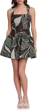 Avec Les Filles Paisley Print Fit & Flare Minidress