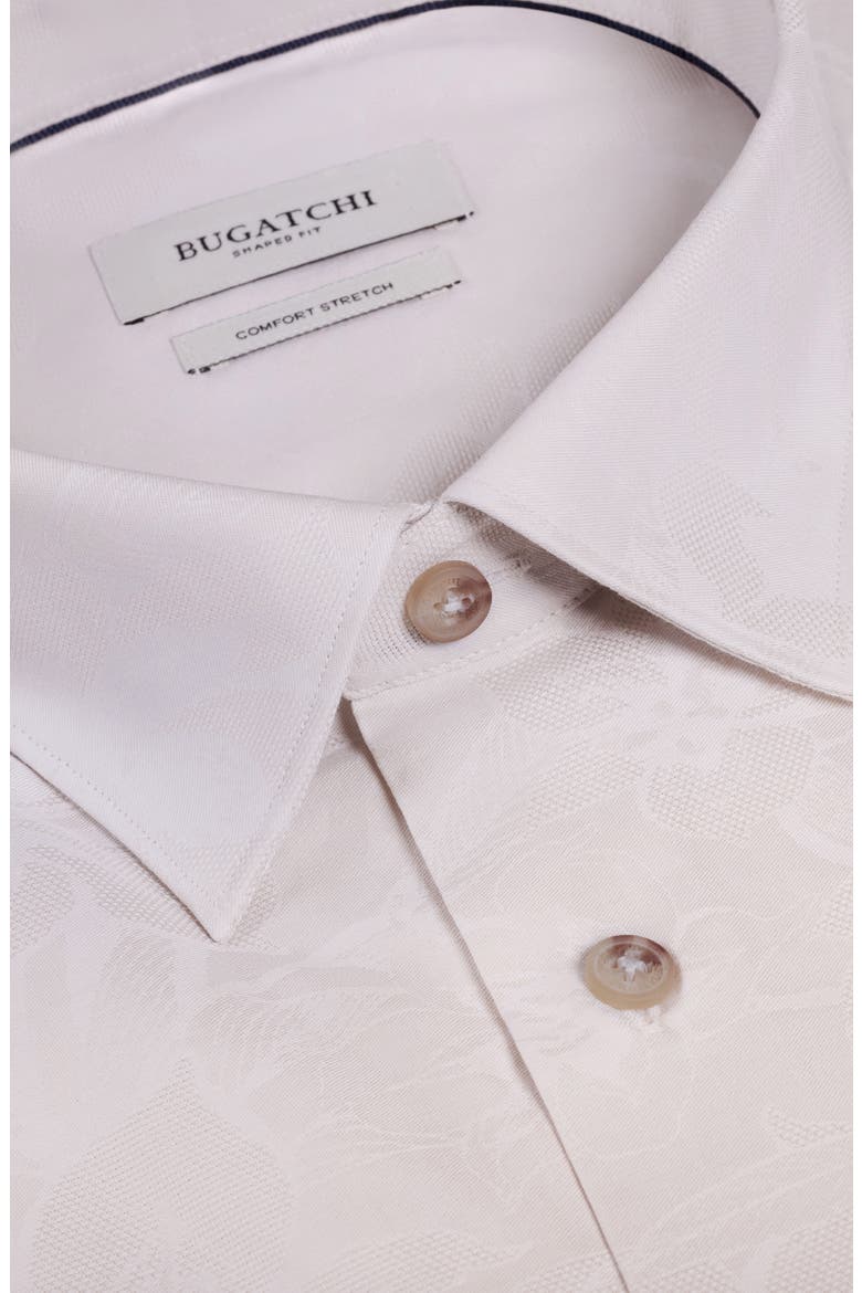 Julian Shaped Fit Floral Jacquard Stretch Cotton Button-Up Shirt, Alternate, color, ALMOND