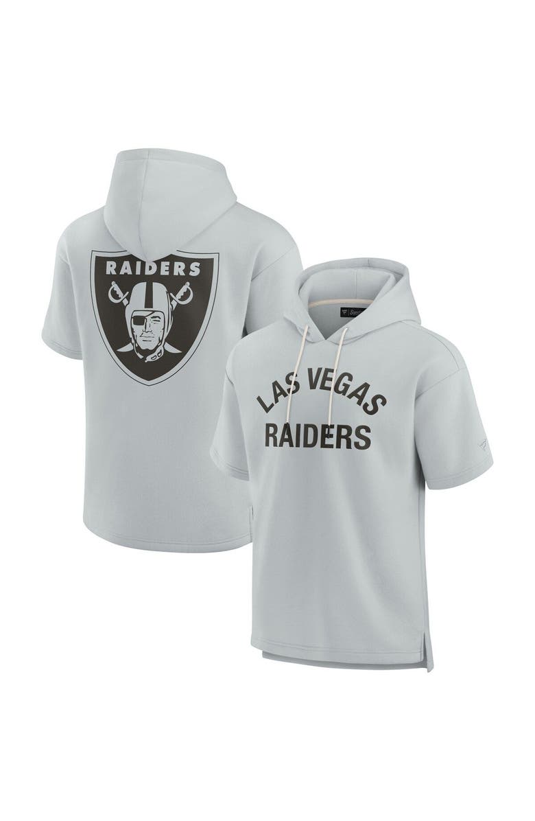 Fanatics Signature Unisex Fanatics Signature Gray Las Vegas Raiders Elements Super Soft Fleece Short Sleeve Pullover Hoodie, Main, color, Gray