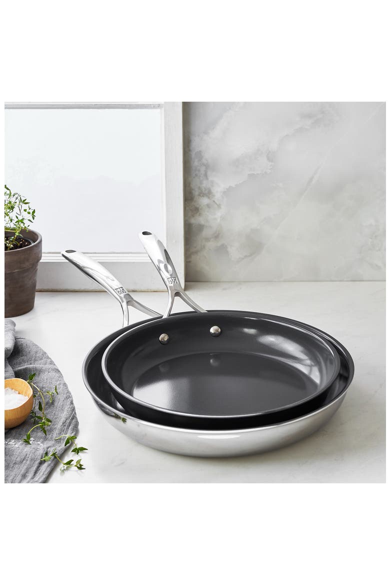 Energy Plus Set of 2 Fry Pans, Alternate, color, STAINLESS STEEL