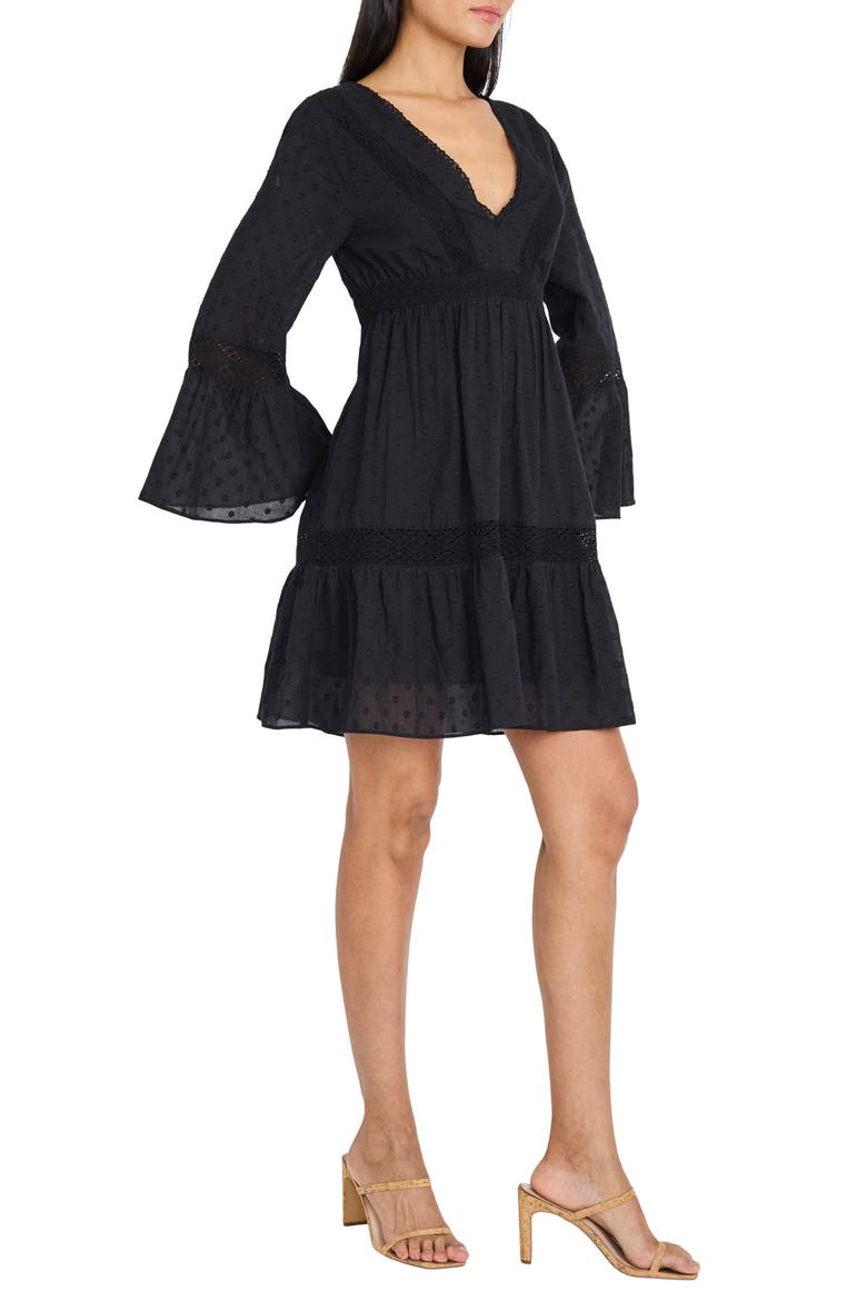 Lace Tiered Long Sleeve Dress, Alternate, color, BLACK
