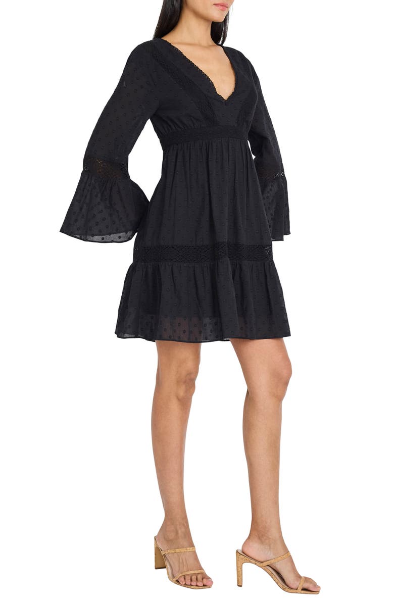 The Good Journey Lace Tiered Long Sleeve Dress, Alternate, color, Black