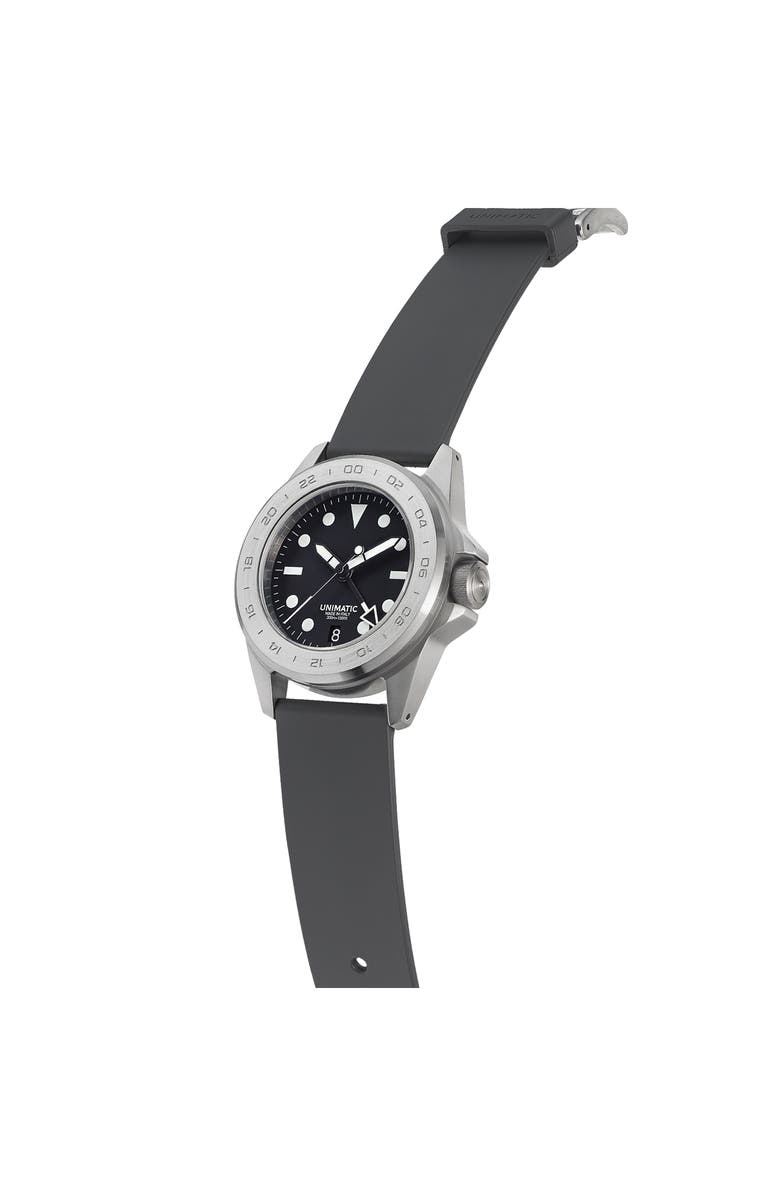 UNIMATIC Modello Quattro Automatic GMT Rubber Strap Diver's Watch, 40mm, Alternate, color, 