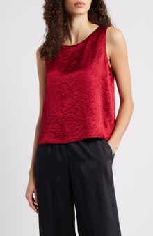 Eileen Fisher Crinkle Satin Shell Top