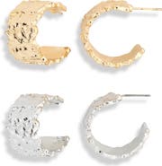 Tasha Set of 2 Textured Hoop Earrings