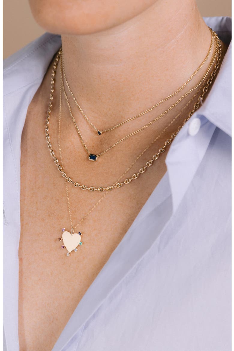 Bezel Blue Sapphire Pendant Necklace, Alternate, color, YELLOW GOLD