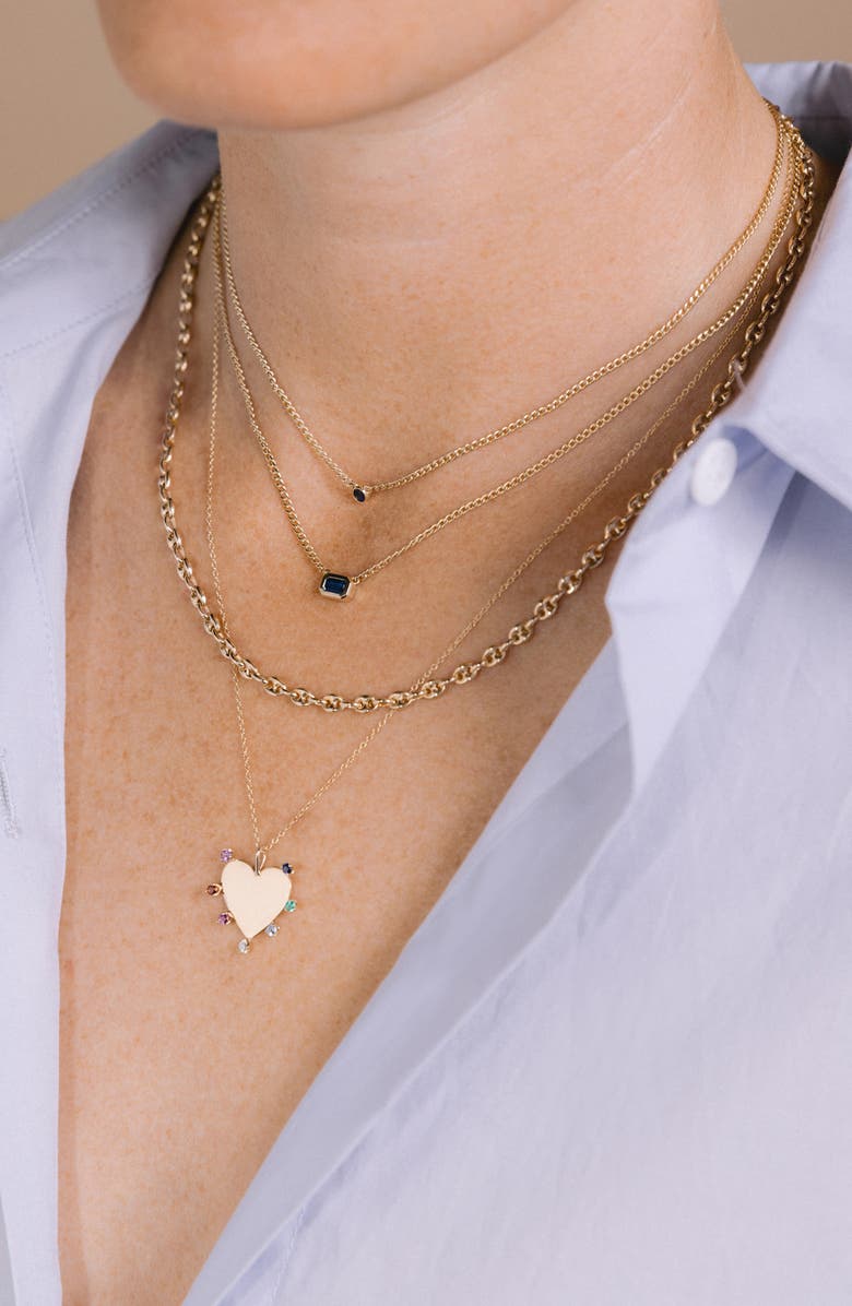 Zoë Chicco Bezel Blue Sapphire Pendant Necklace, Alternate, color, Yellow Gold