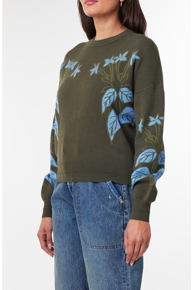 Floral Jacquard Sweatshirt, Alternate, color, CLASSIC GREEN