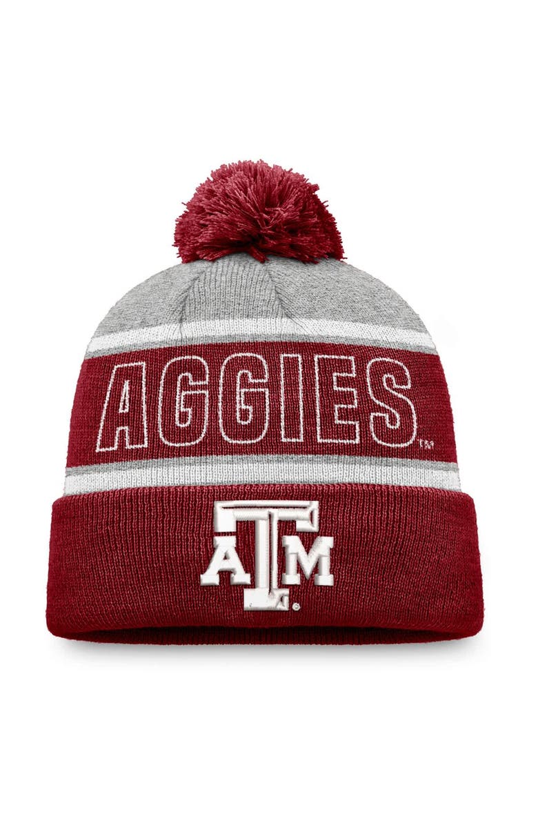 TOP OF THE WORLD Men's Top of the World Maroon Texas A&M Aggies Two-Tone Cuffed Knit Hat with Pom, Main, color, Maroon