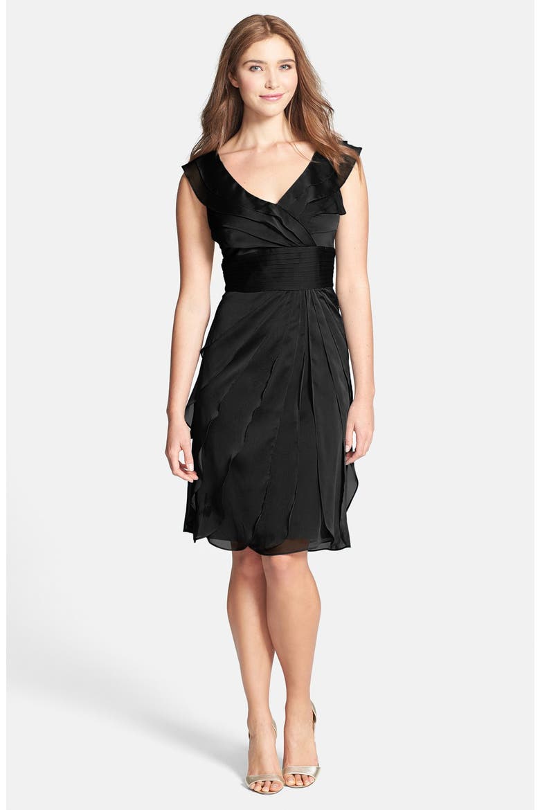 Tiered Chiffon Dress, Main, color, BLACK