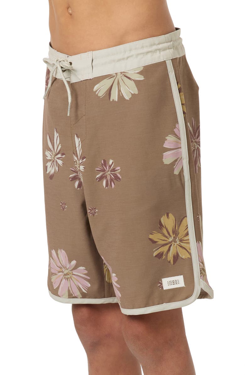 O'Neill Kids' Cruzer Stripe Scallop Board Shorts, Alternate, color, Dark Khaki