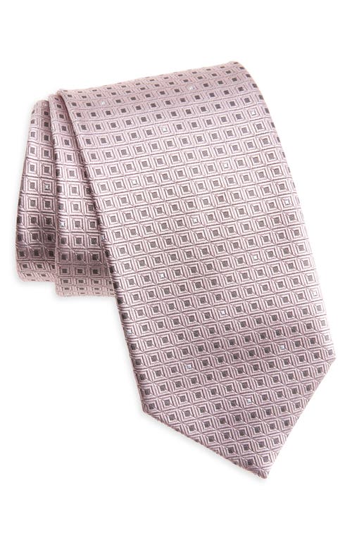 Brioni Geometric Pattern Silk Tie In Pink